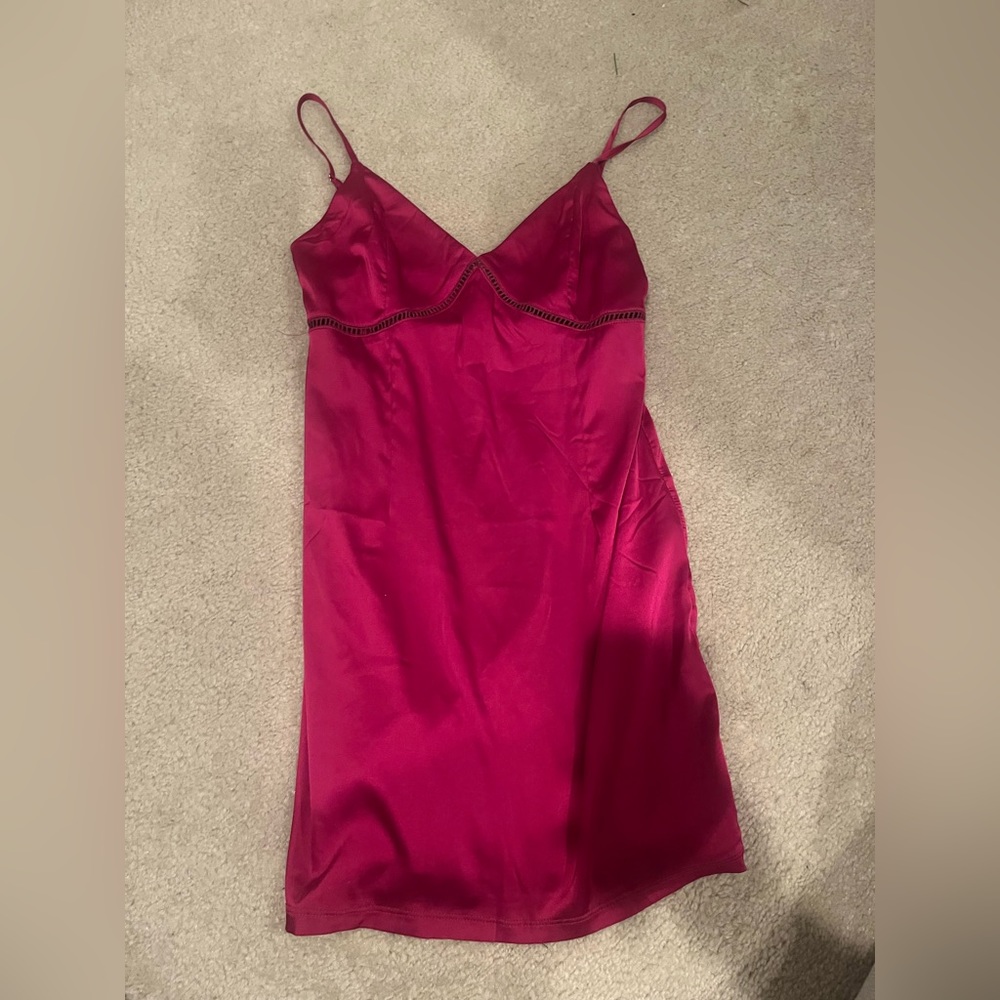 hot pink satin slip dress